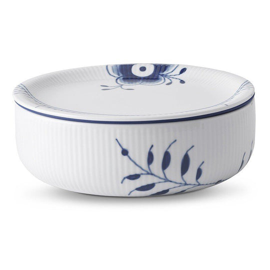 Royal Copenhagen Blå Mega Riflet opbevaringskrukke 140 cl