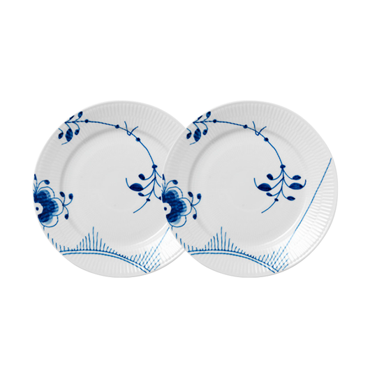 Royal Copenhagen Blå Mega Riflet Frokosttallerken 2 pak.
