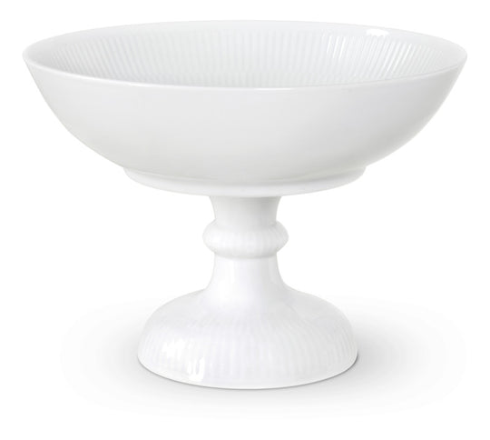 Royal Copenhagen Hvid Riflet skål på fod 15 cm