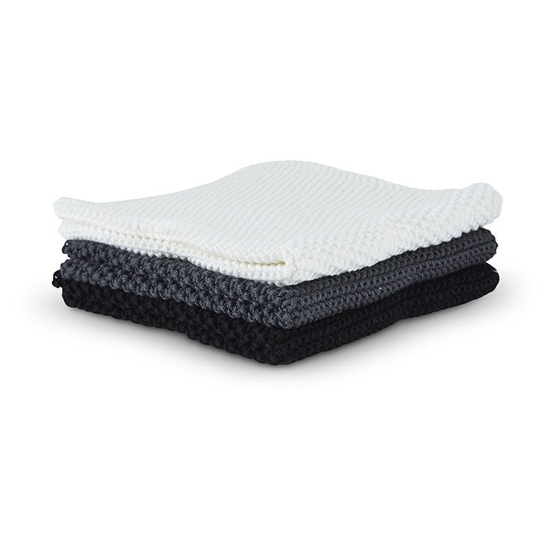 Karklud 3 stk. 30x30 cm sort/hvid