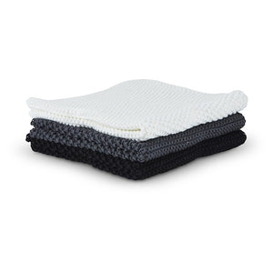 Karklud 3 stk. 30x30 cm sort/hvid