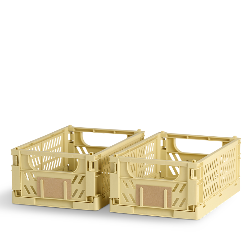 Stabelbar foldekasse gul 2 stk. 25 x 16.5 x 10 cm