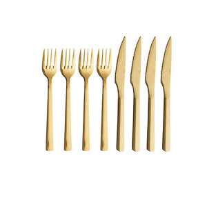 Aida RAW Steaksæt - Guld - 8 Dele