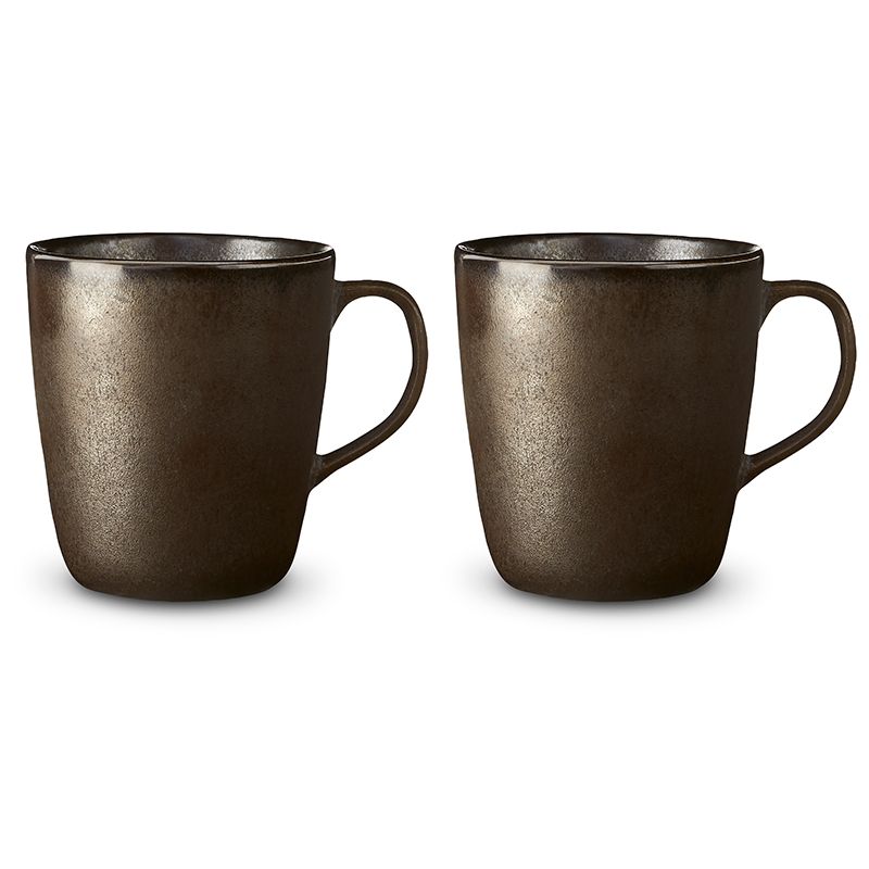 Aida RAW krus med hank - Metallic brown - 35 cl / 2 stk