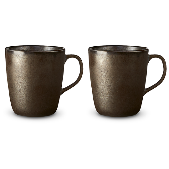 Aida RAW krus med hank - Metallic brown - 35 cl / 2 stk