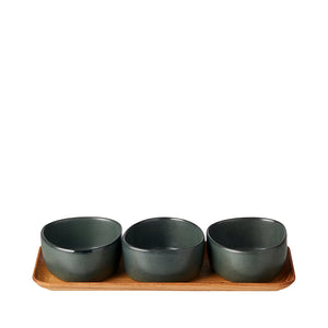 Aida Raw Organic Skåle - Northern Green/Teak - 3 stk