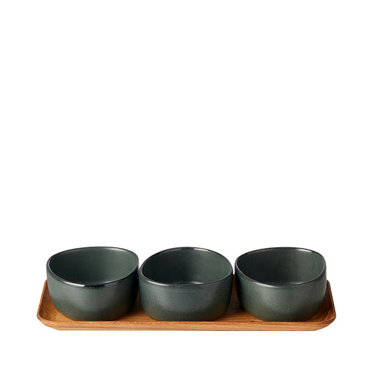 Aida Raw Organic Skåle - Northern Green/Teak - 3 stk