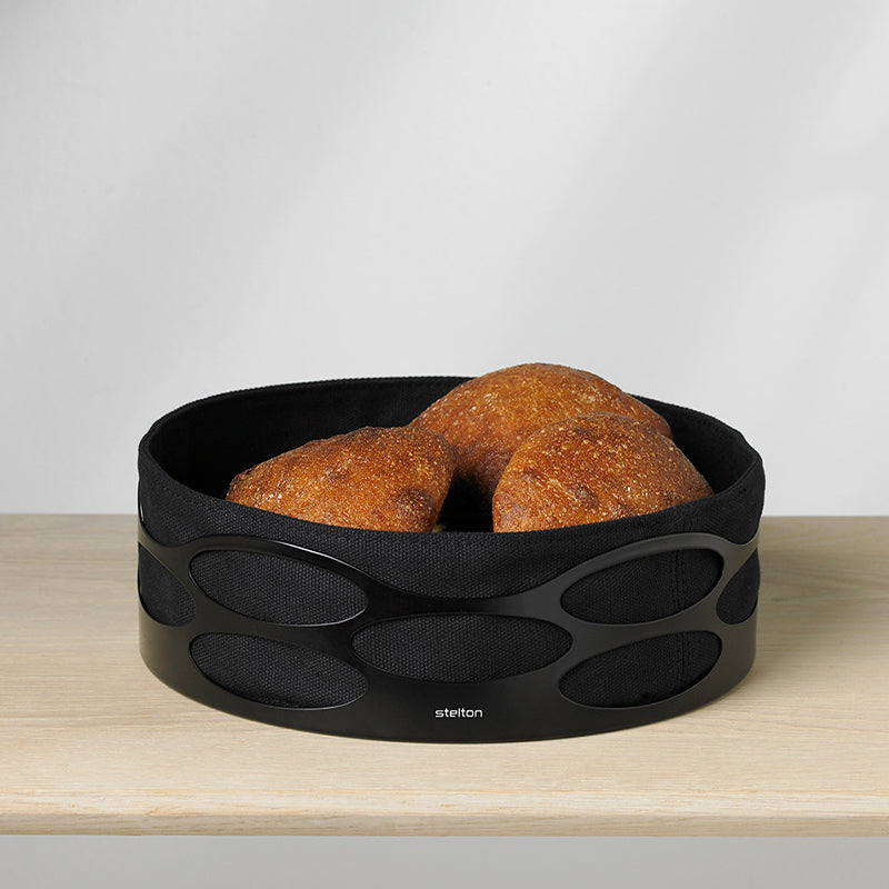 Stelton Embrace Brødkurv Mat Black/Black Ø23 cm