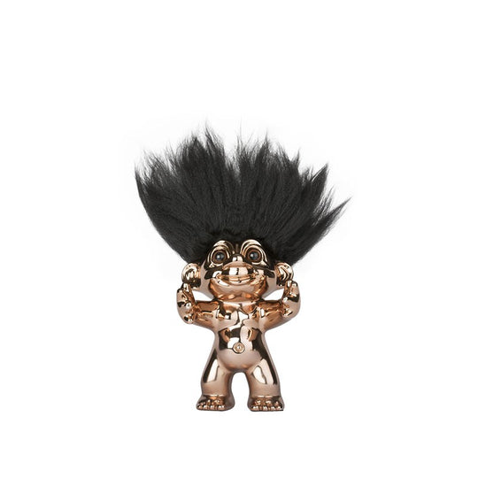 Lykketrold 12 cm bronze med sort hår