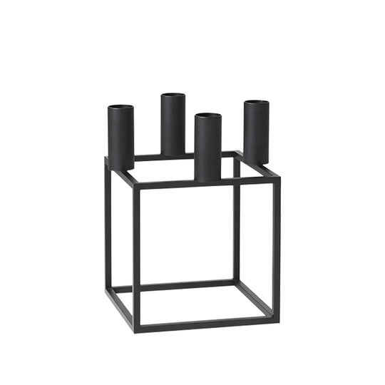 By Lassen Kubus 4 lysestage - sort - 14x14 cm