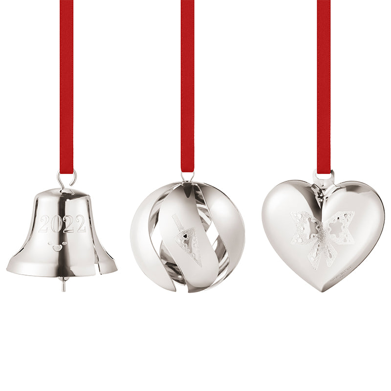 Georg Jensen Jul 2022 Sæt Med 3 stk. Ornamenter Palladium