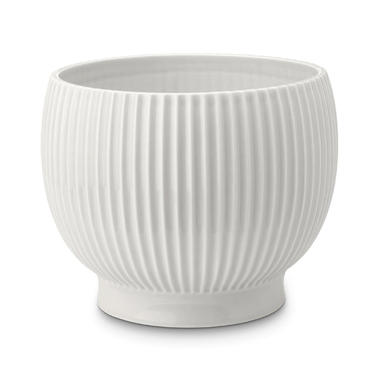 Knabstrup Keramik urtepotteskjuler med riller large hvid