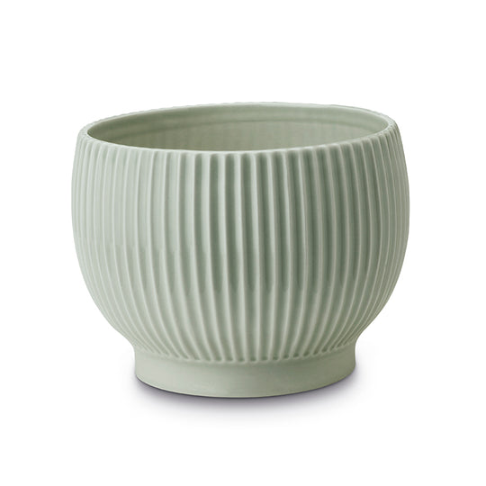 Knabstrup Keramik urtepotteskjuler med riller - Medium mintgrøn
