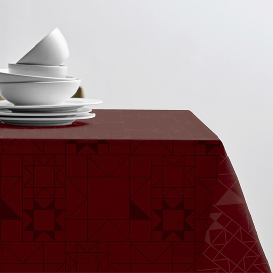 Södahl Damask Dug Star Red 140 x 320 Cm