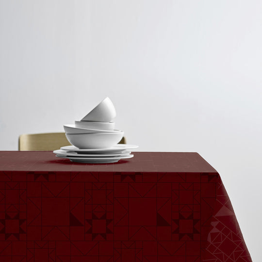 Södahl Damask Dug Star Red 140 x 370 Cm