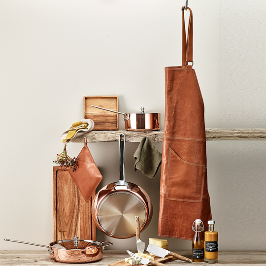 Læderforklæde brun 65x80 cm