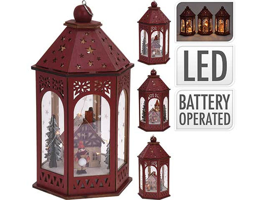 Lanterne med julescene 16x14x27cm