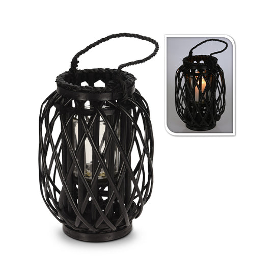 Lanterne sort pil/rattan 30 cm