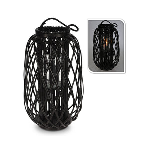 Lanterne sort pil/rattan 50 cm