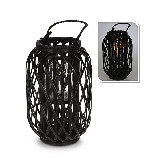 Lanterne sort pil/rattan 40 cm