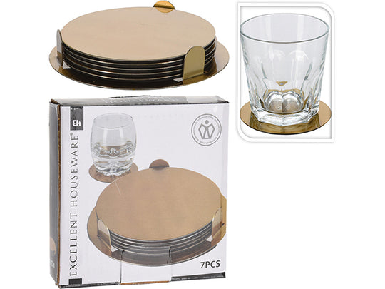 Coaster i messing m. holder - 5 stk