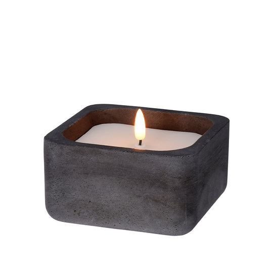 Led vokslys i sort cement potte 12 x 12 x 6,5 cm