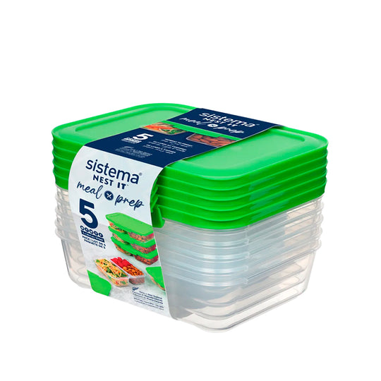 Sistema Nest It Meal Prep Opbevaringsbokse Grøn 5 stk.
