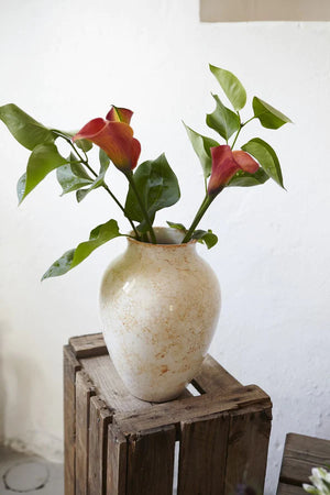 Vase Natura H 27 cm, Hvid/Brun