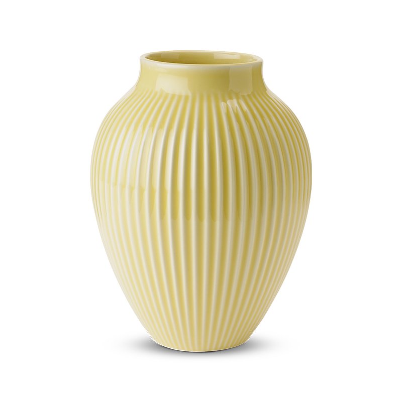 Knabstrup Vase m. riller Lysegul, H20