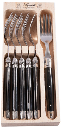 Laguiole Gafler Laguiole sort æske med 6 stk.