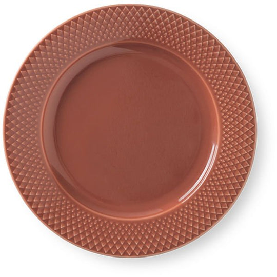 Lyngby Porcelæn Rhombe color,  Frokosttallerken - 23 cm. Terracotta