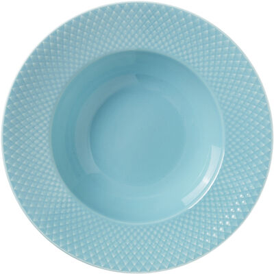 Lyngby Porcelæn Rhombe Dyb Tallerken Tyrkis, Ø24.5